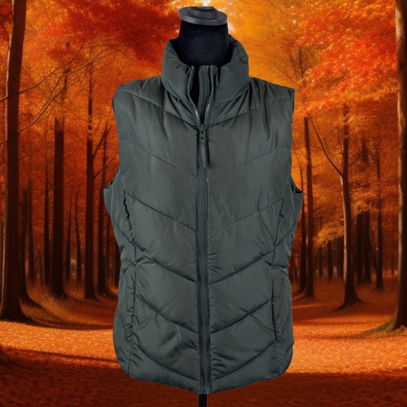Aeropostale Women’s Forest Green Puffer Vest Cabincore Outdoor - Picture 2 of 11
